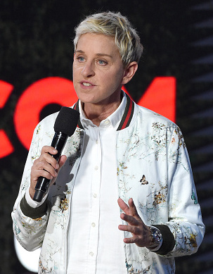 LOS ANGELES, CA - OCTOBER 14:  In this handout photo provided by One Voice: Somos Live!, Ellen DeGeneres speaks onstage during "One Voice: Somos Live! A Concert For Disaster Relief" at the Universal Studios Lot on October 14, 2017 in Los Angeles, California.  (Photo by Kevin Winter/One Voice: Somos Live!/Getty Images)