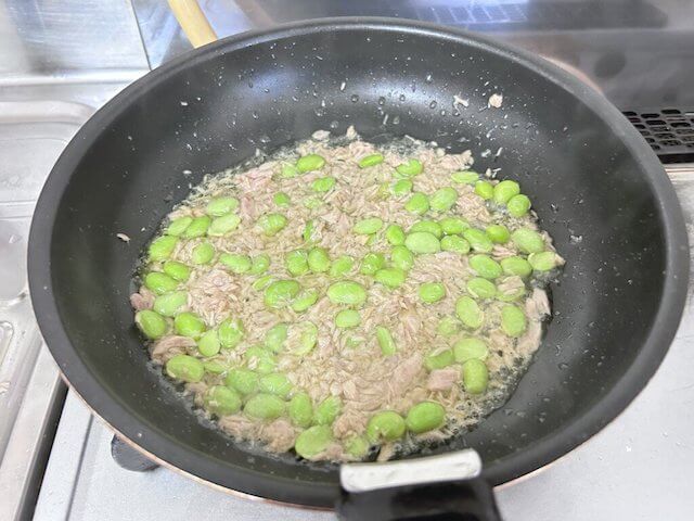 枝豆そうめんチャンプルーを作る工程の画像