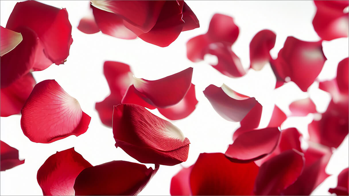 赤いバラの花びらの画像