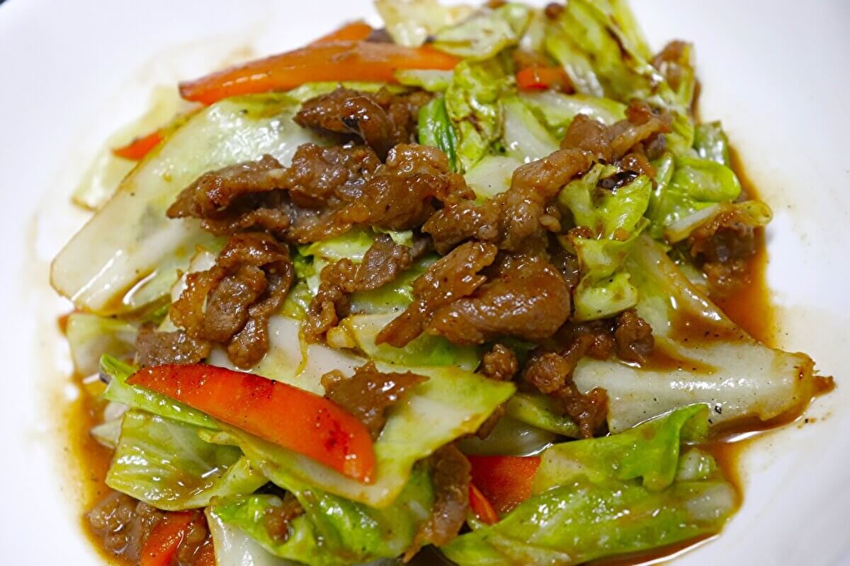 業務スーパー「豚ジンギスカン」500gの調理画像